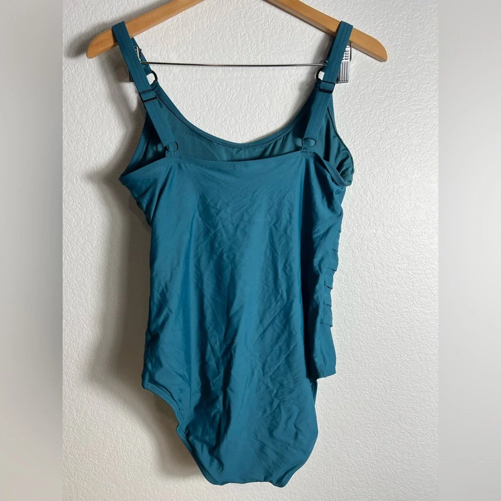 NWOT DKNY one‎ piece swimsuit green S M - Picture 4 of 7